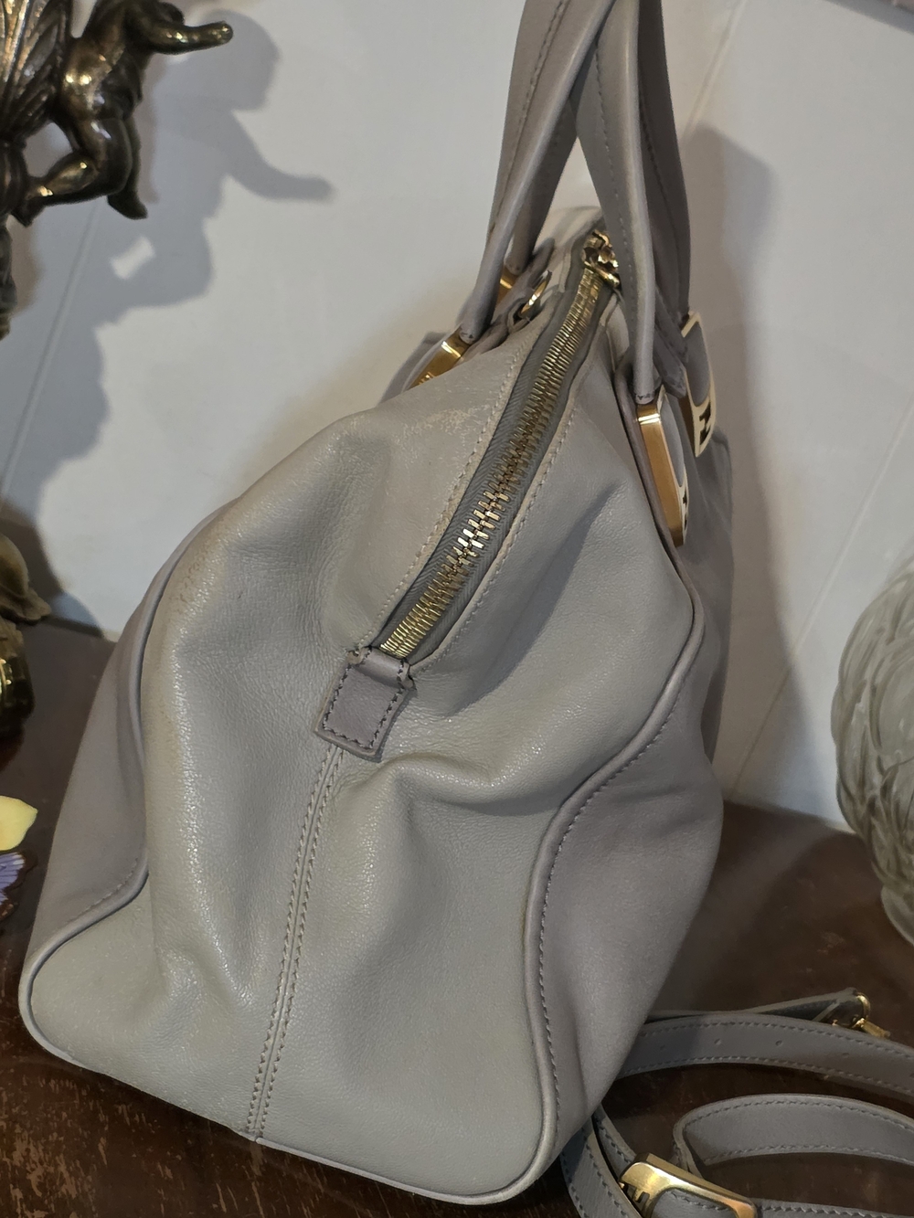 Beautiful Fendi Chameleon Satchel in a highly versatile, neutral colorblock. - Picture 9 of 16